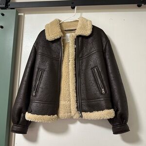 Bershka Cream Shearling Jacket